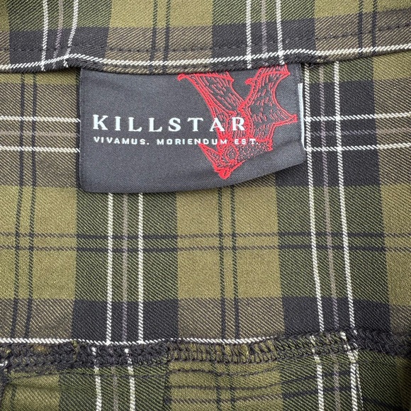 Killstar Green Plaid Skirt with Black Accents - Picture 3 of 3